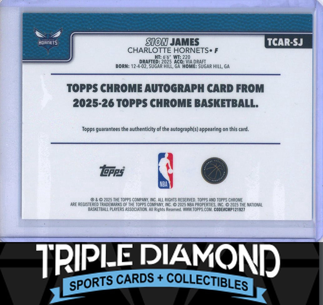 2025 Topps Chrome Sion James Rookie Autograph Auto Gold Geometric #02/50 B92