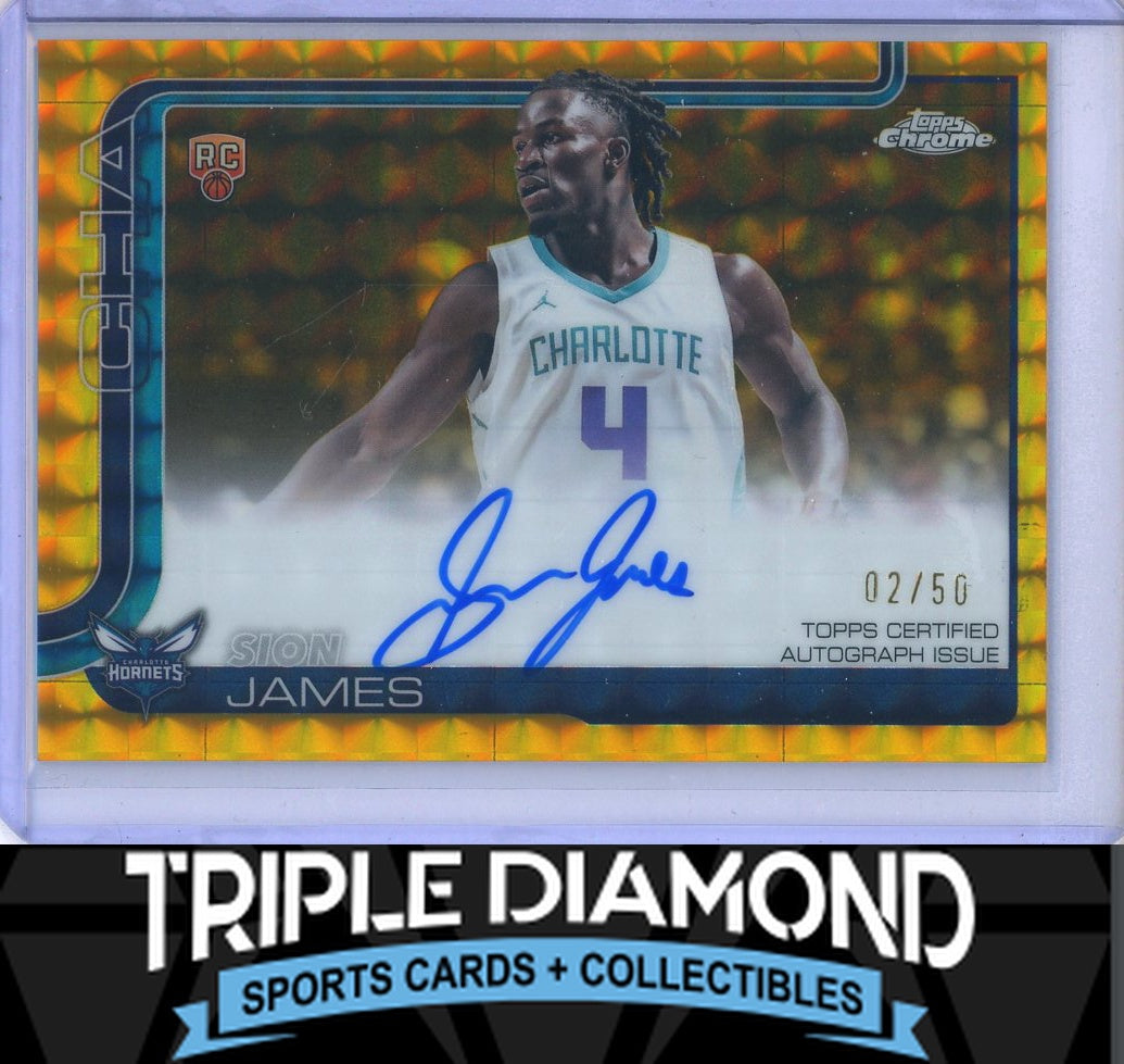 2025 Topps Chrome Sion James Rookie Autograph Auto Gold Geometric #02/50 B92
