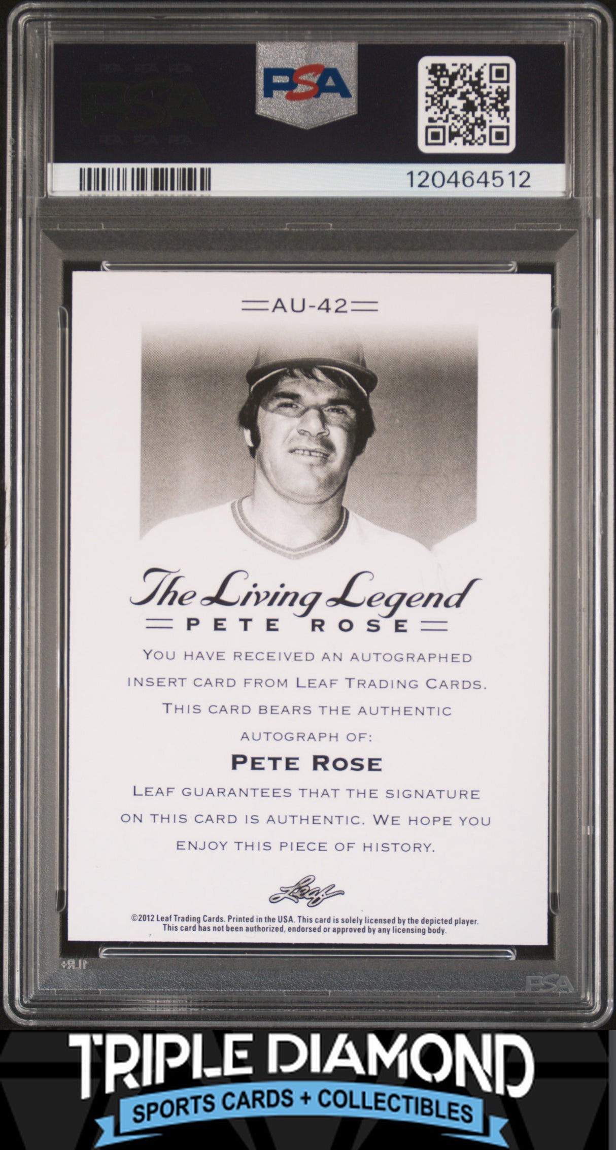 2012 Leaf The Living Legend Autograph Pete Rose Auto PSA Auth Auto 10 B108