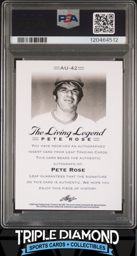 2012 Leaf The Living Legend Autograph Pete Rose Auto PSA Auth Auto 10 B108