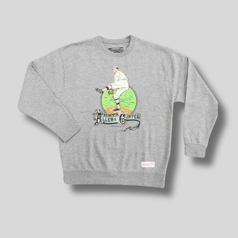 TOPPS × MITCHELL & NESS Pitcher Crew Heather Gray Sweatshirt